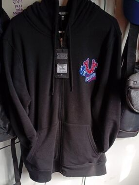 True Religion Black Zip-Up Hoodie All Different Kinds Of Signs On The Back NWT